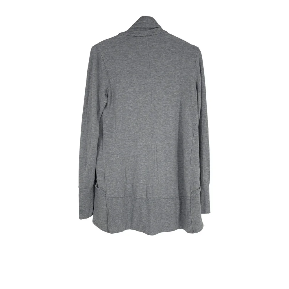 Athleta Cardigan Womens‎ XS Gray Pranayama Wrap Open Front Thumbholes Pocket - Picture 2 of 7